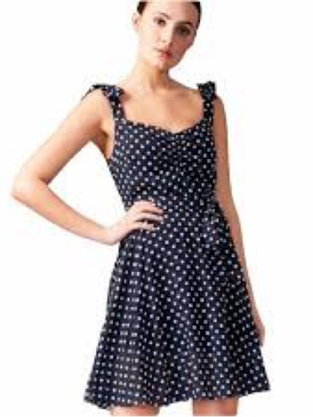 Betsey Johnson Classic Navy Polka Dot Sundress - Sleeveless Tie-Strap 2